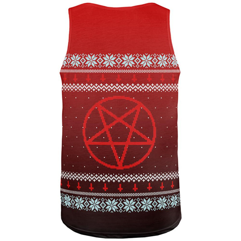 Ugly Christmas Sweater Red Black Pentagram Ombre All Over Mens Tank Top Men's Tank Tops Old Glory   