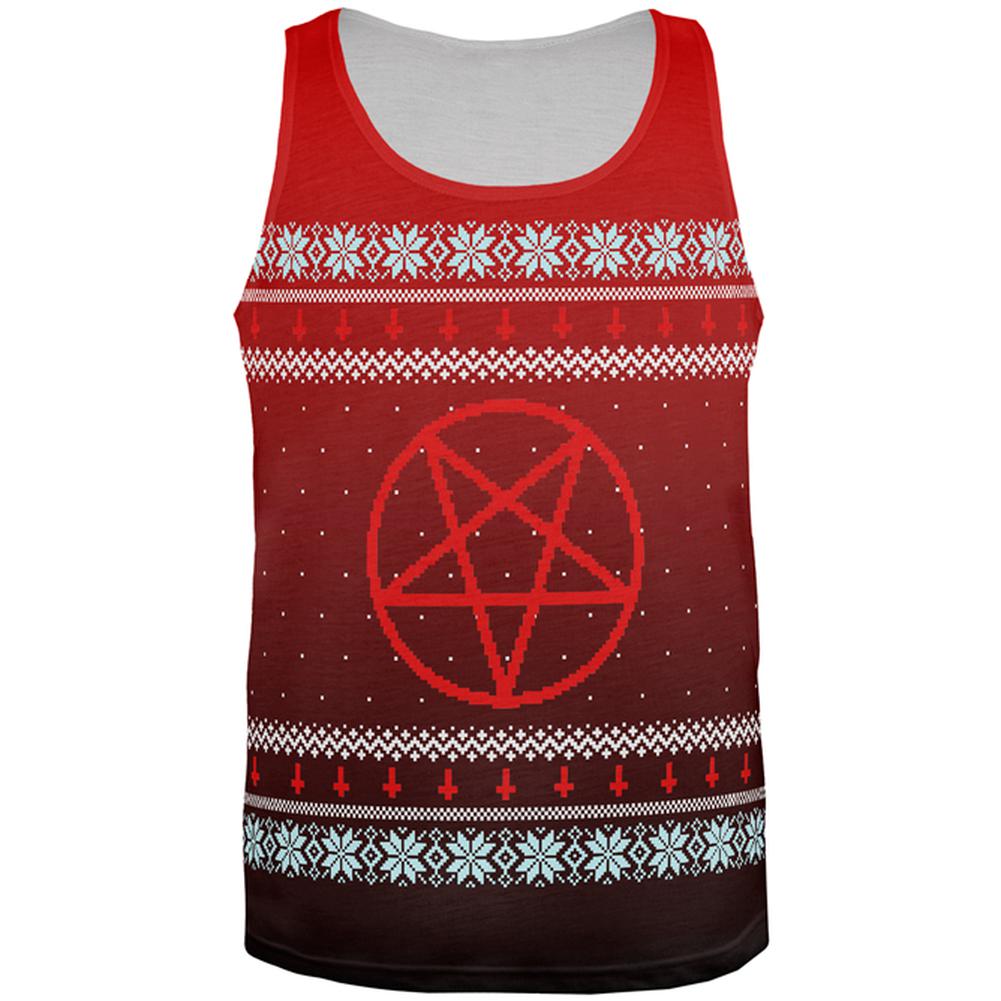 Ugly Christmas Sweater Red Black Pentagram Ombre All Over Mens Tank Top Men's Tank Tops Old Glory 2XL Multi 