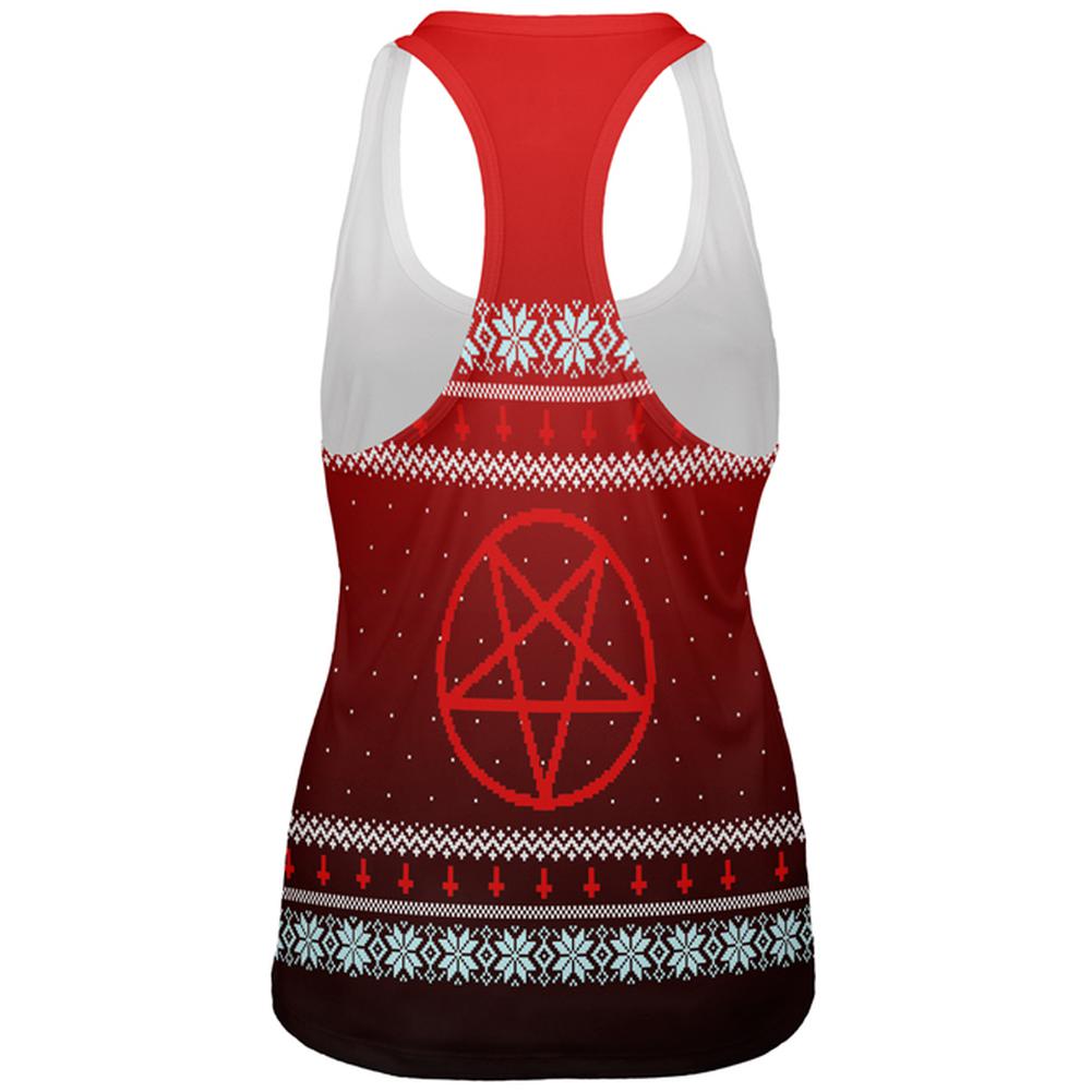 Ugly Christmas Sweater Red Black Pentagram Ombre All Over Womens Work Out Tank Top Women's Tank Tops Old Glory   