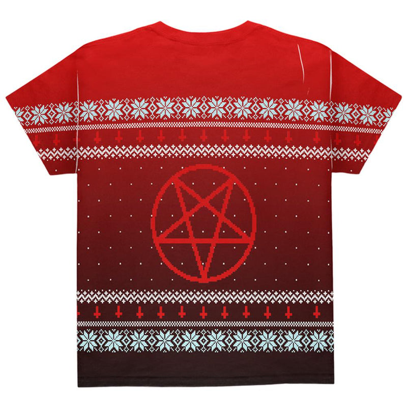 Ugly Christmas Sweater Red Black Pentagram Ombre All Over Youth T Shirt Youth T-Shirts Old Glory   