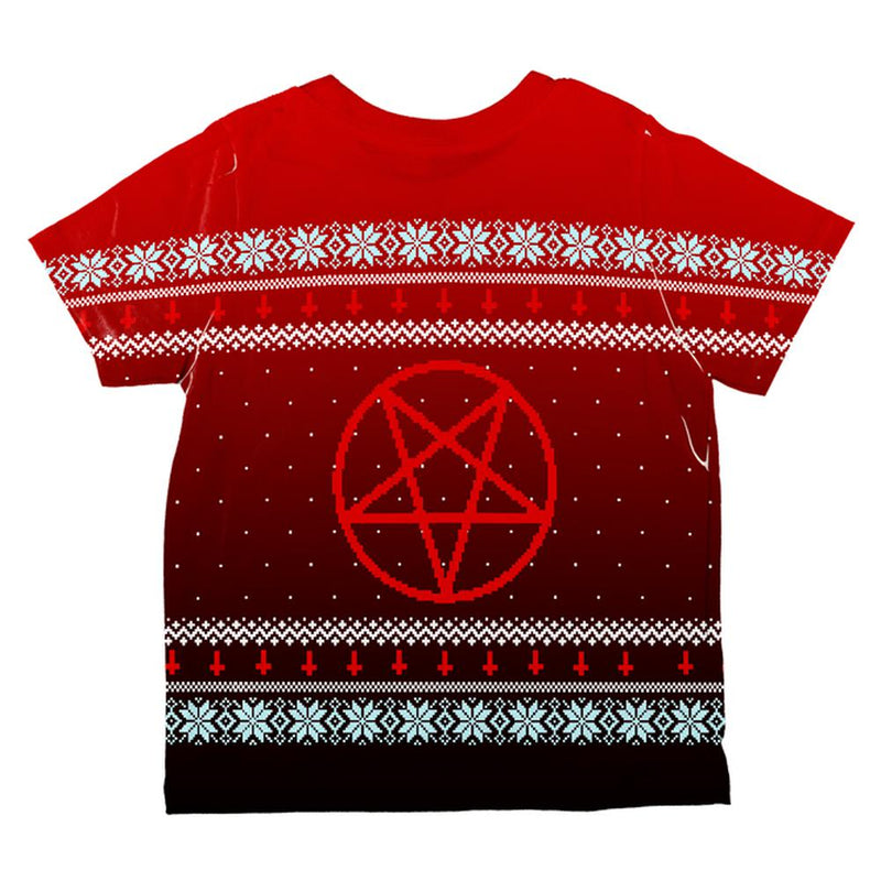 Ugly Christmas Sweater Red Black Pentagram Ombre All Over Toddler T Shirt Toddler T-Shirts Old Glory   