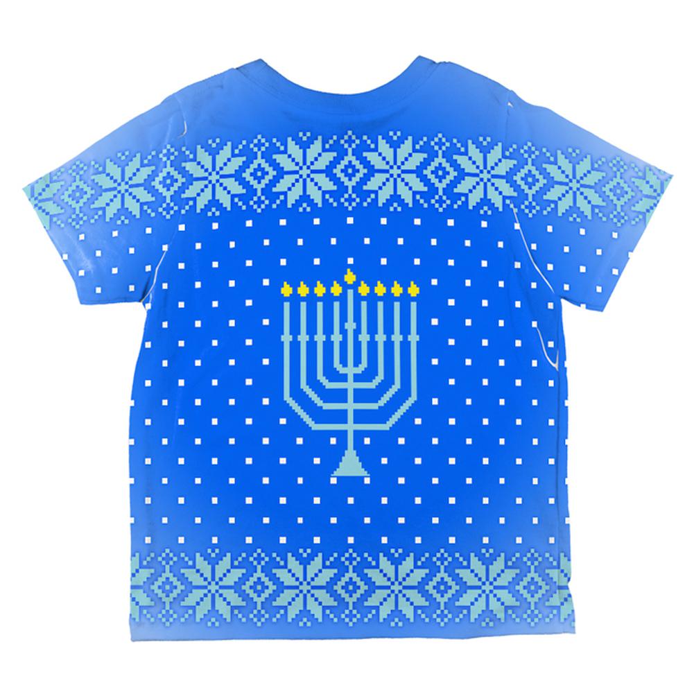 Ugly Christmas Sweater Let's Get Lit Menorah Hanukkah All Over Toddler T Shirt Toddler T-Shirts Old Glory   