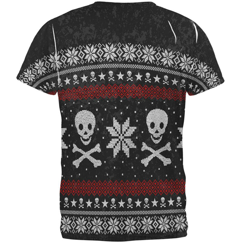 Ugly Christmas Sweater Pirate Skull and Crossbones All Over Mens T Shirt Men's T-Shirts Old Glory   