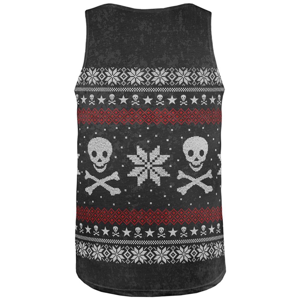 Ugly Christmas Sweater Pirate Skull and Crossbones All Over Mens Tank Top Men's Tank Tops Old Glory   