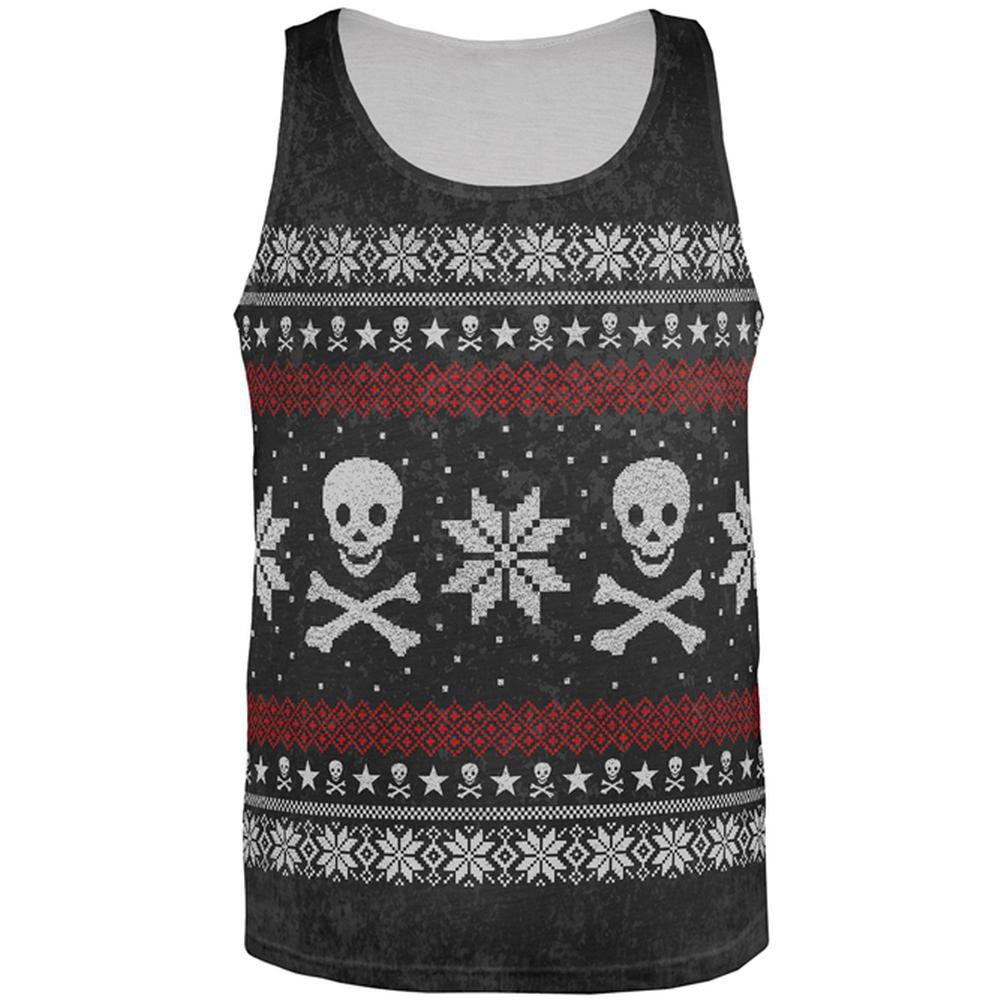 Ugly Christmas Sweater Pirate Skull and Crossbones All Over Mens Tank Top Men's Tank Tops Old Glory 2XL Multi 