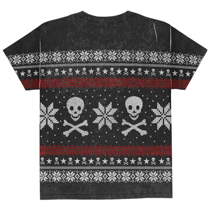 Ugly Christmas Sweater Pirate Skull and Crossbones All Over Youth T Shirt Youth T-Shirts Old Glory   