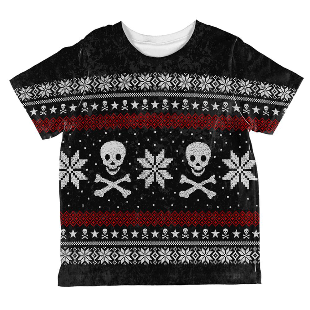 Ugly Christmas Sweater Pirate Skull and Crossbones All Over Toddler T Shirt Toddler T-Shirts Old Glory 2T Multi 