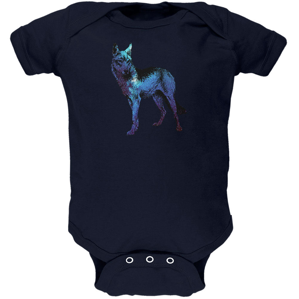 Wolf Galaxy Night Sky Soft Baby One Piece Baby One Piece Old Glory 0-3M Navy 