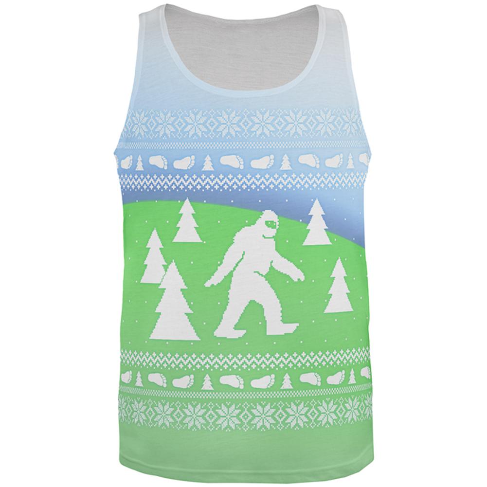 Ugly Christmas Sweater Bigfoot Sasquatch Yeti All Over Mens Tank Top Men's Tank Tops Old Glory 2XL Multi 