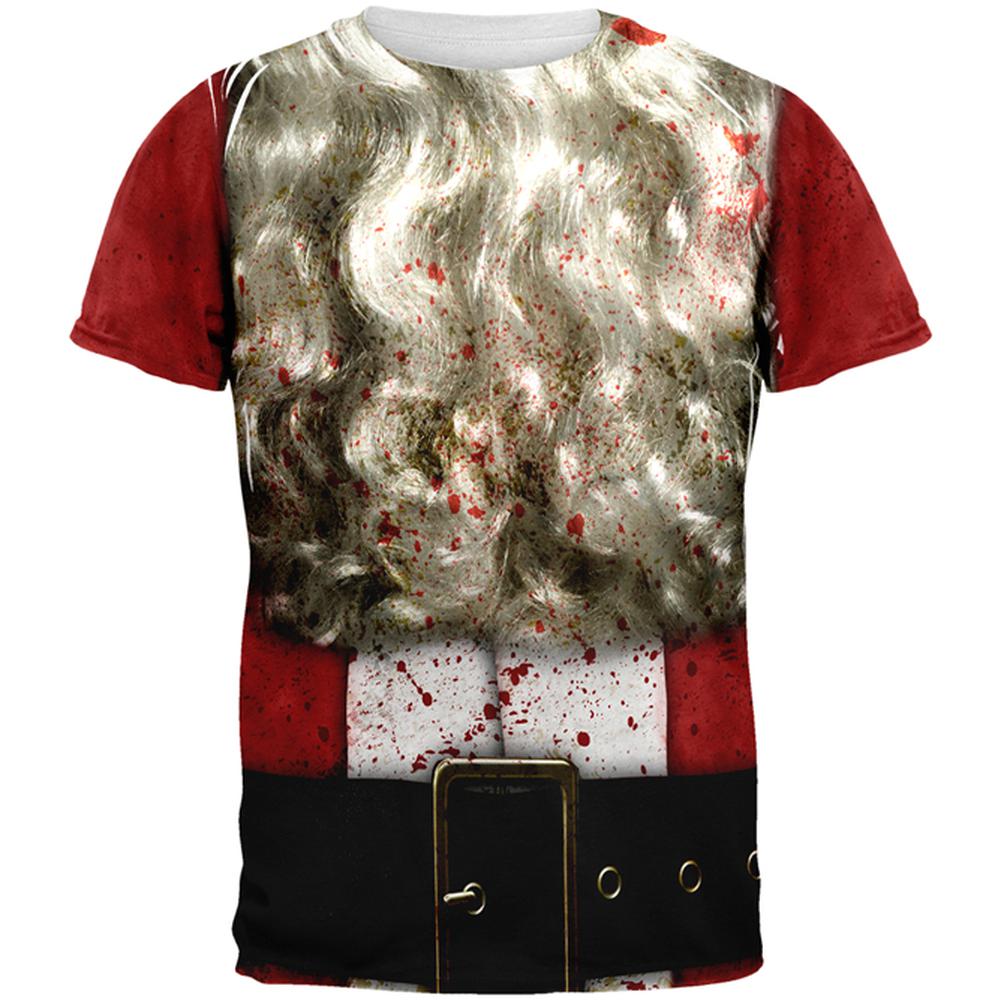 Christmas Zombie Attack Survivor Santa Costume All Over Mens T Shirt Men's T-Shirts Old Glory 2XL Multi 