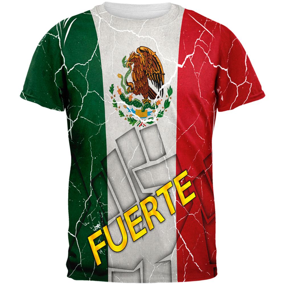 Cinco De Mayo Mexico Fuerte Strong Mexican Flag All Over Mens T Shirt Men's T-Shirts Old Glory 2XL Multi 