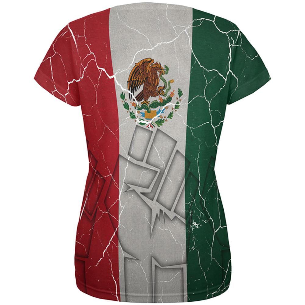 Cinco De Mayo Mexico Fuerte Strong Mexican Flag All Over Womens T Shirt Women's T-Shirts Old Glory   