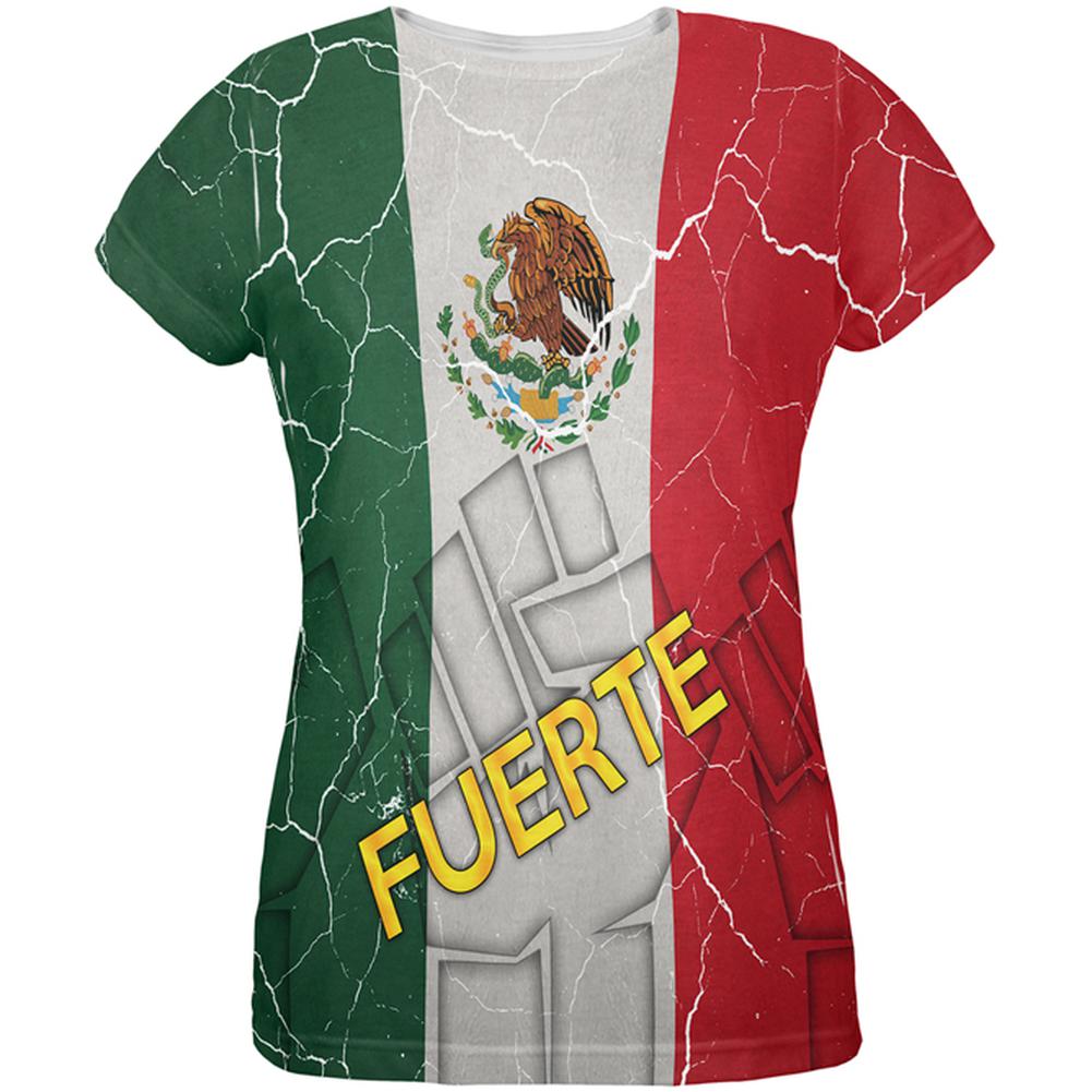 Cinco De Mayo Mexico Fuerte Strong Mexican Flag All Over Womens T Shirt Women's T-Shirts Old Glory 2XL Multi 