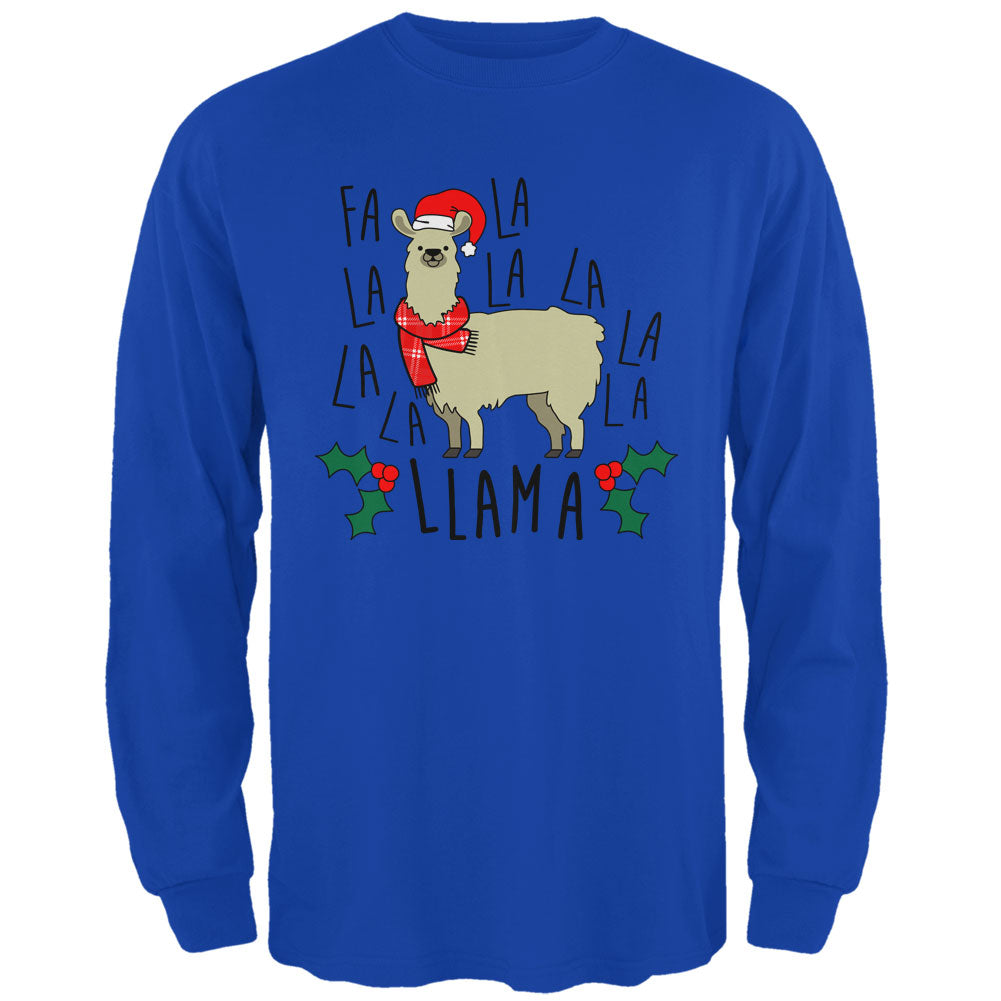 Christmas Fa La Llama Mens Long Sleeve T Shirt Men's Long Sleeves Old Glory SM Blue 