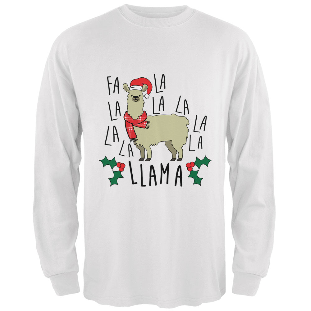 Christmas Fa La Llama Mens Long Sleeve T Shirt Men's Long Sleeves Old Glory SM White 