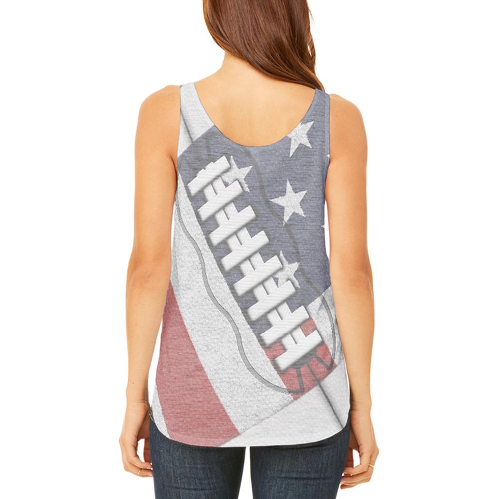 4th of July American Flag Patriot Football Juniors Flowy Side Slit Tank Top Juniors Tank Tops Old Glory   