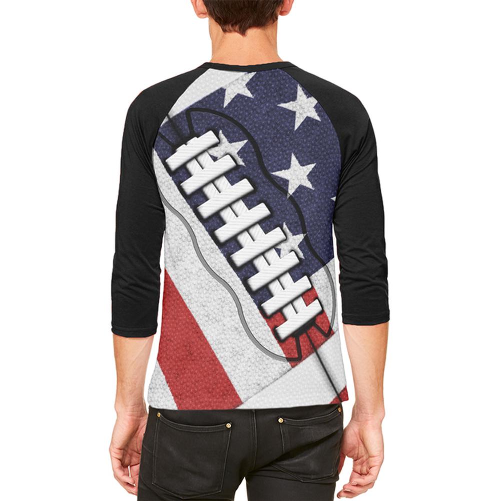 4th of July American Flag Patriot Football Mens Raglan T Shirt Men's T-Shirts Old Glory   