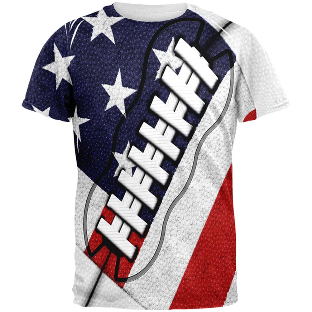 4th of July American Flag Patriot Football All Over Mens T Shirt Men's T-Shirts Old Glory 2XL Multi 