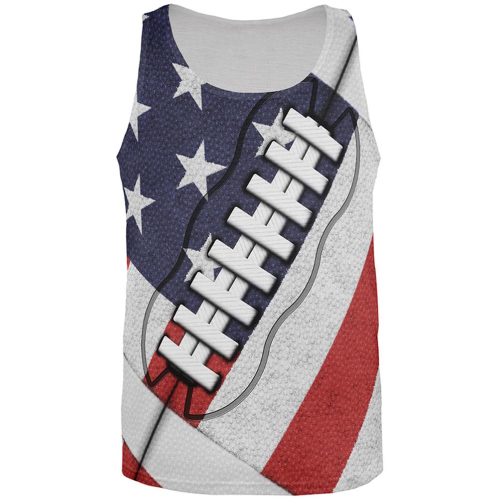 4th of July American Flag Patriot Football All Over Mens Tank Top Men's Tank Tops Old Glory SM  