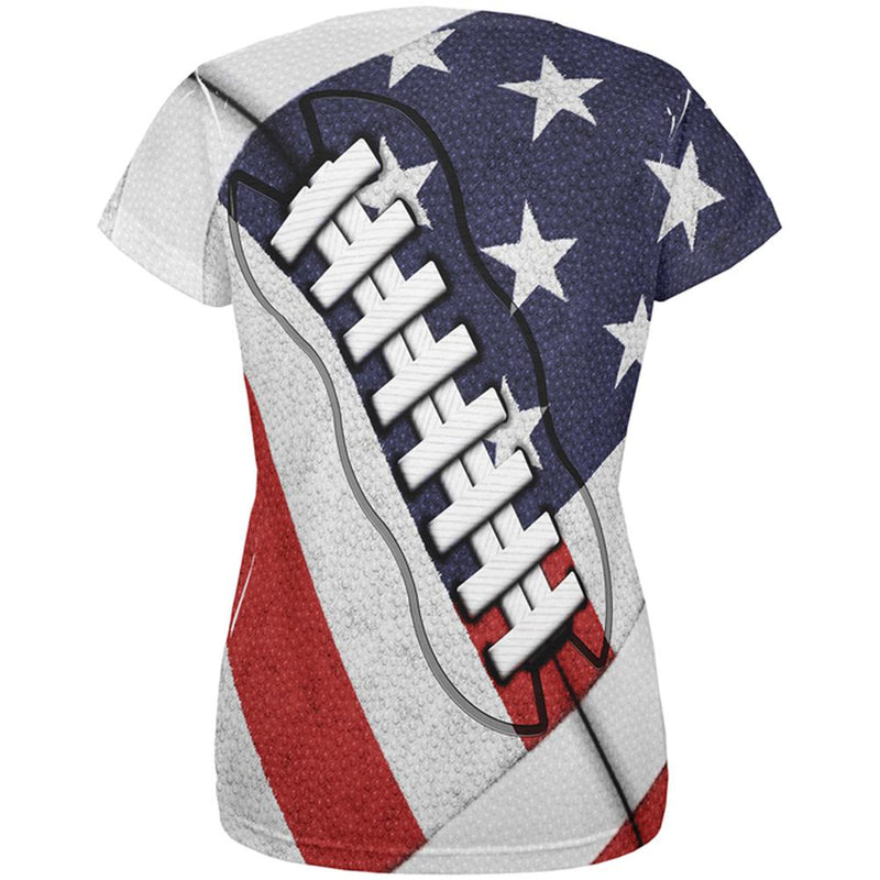 4th of July American Flag Patriot Football All Over Womens T Shirt Women's T-Shirts Old Glory   