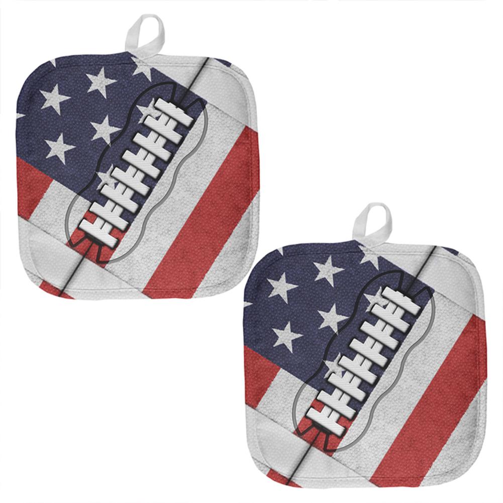 4th of July American Flag Patriot Football All Over Pot Holder (Set of 2) Pot Holders Old Glory OS Multi 