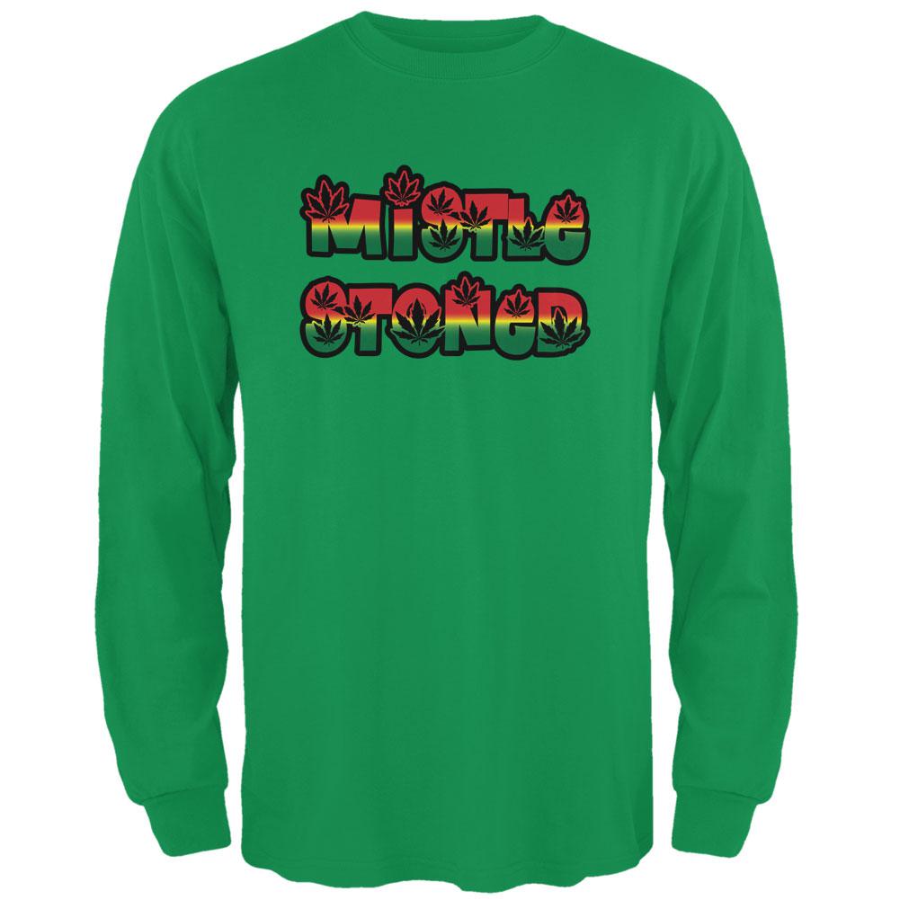 Christmas Mistlestoned Mistletoe Mens Long Sleeve T Shirt Men's Long Sleeves Old Glory 2XL Irish Green 