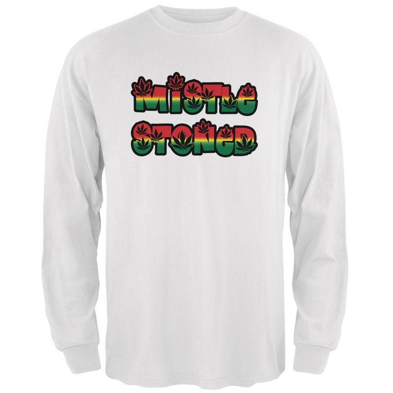 Christmas Mistlestoned Mistletoe Mens Long Sleeve T Shirt Men's Long Sleeves Old Glory 2XL White 