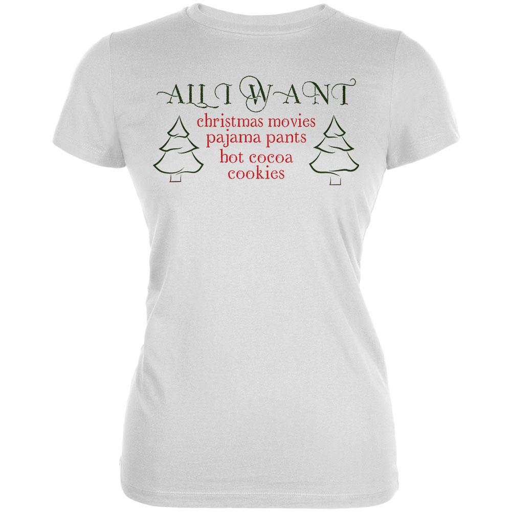 All I Want For Christmas Juniors Soft T Shirt Juniors T-Shirts Old Glory 2XL White 