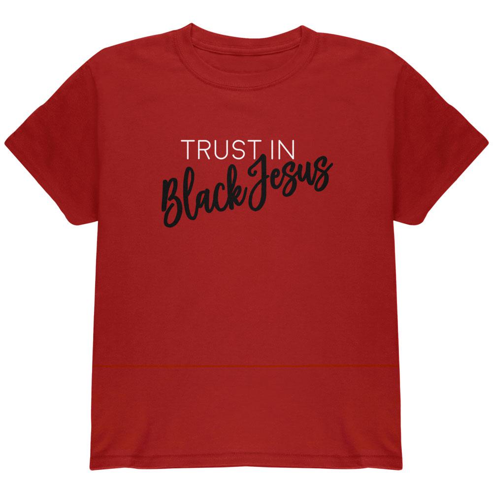 Trust in Black Jesus Youth T Shirt Youth T-Shirts Old Glory LG Red 