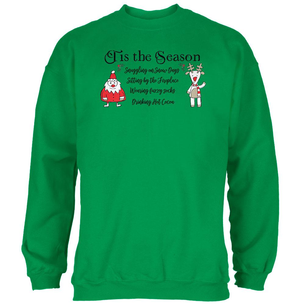 Tis the Season Fireplace Fuzzy Socks Hot Cocoa Mens Sweatshirt Men's Sweatshirts Old Glory 2XL Irish Green 