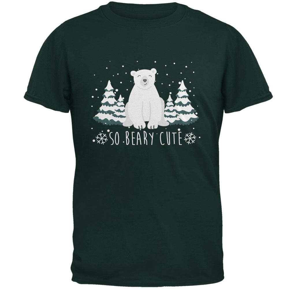 Winter So Beary Very Cute Polar Bear Pun Mens T Shirt Men's T-Shirts Old Glory 2XL Forest Green 