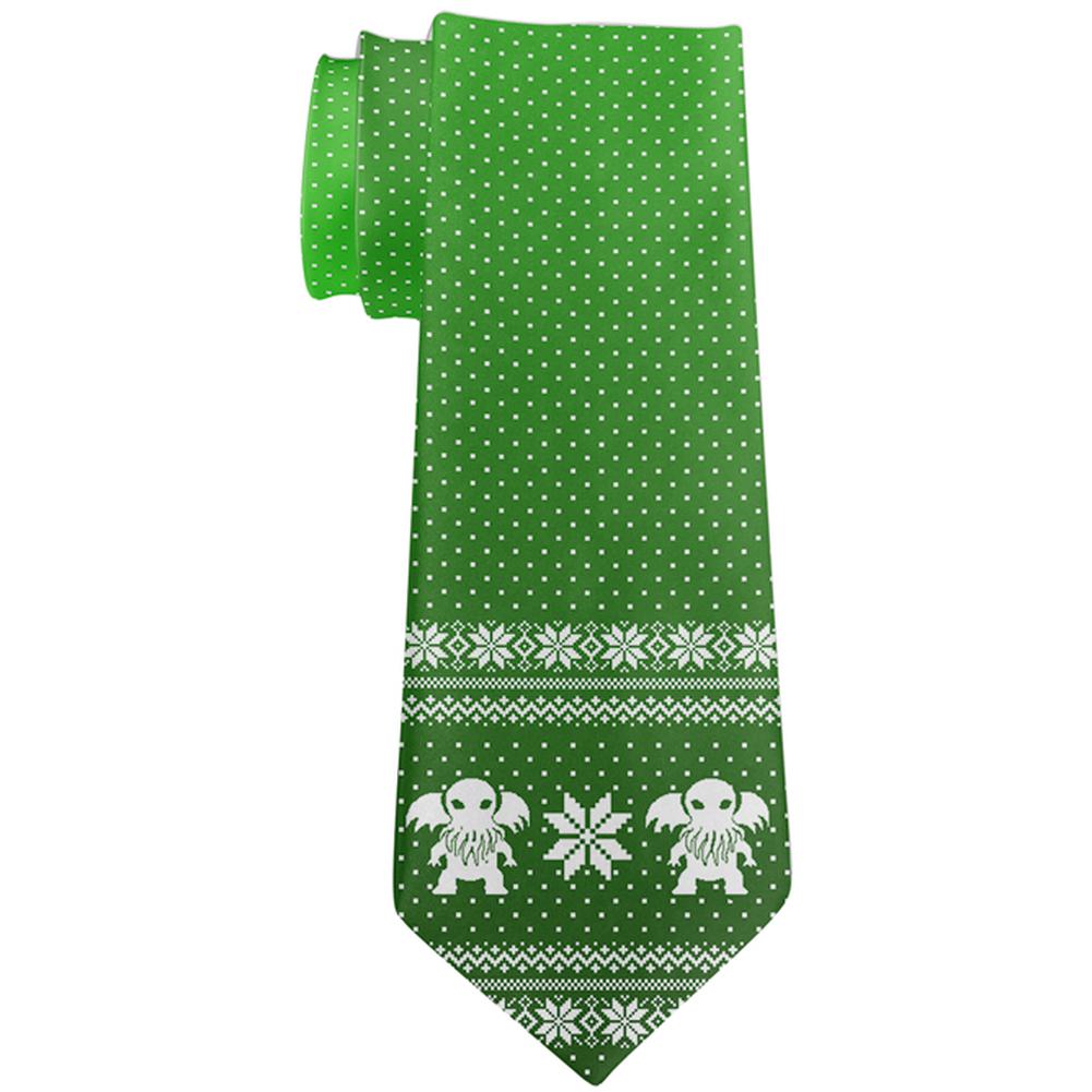 Ugly Christmas Sweater Cthulhu All Over Neck Tie Men's Neck Ties Old Glory OS Multi 