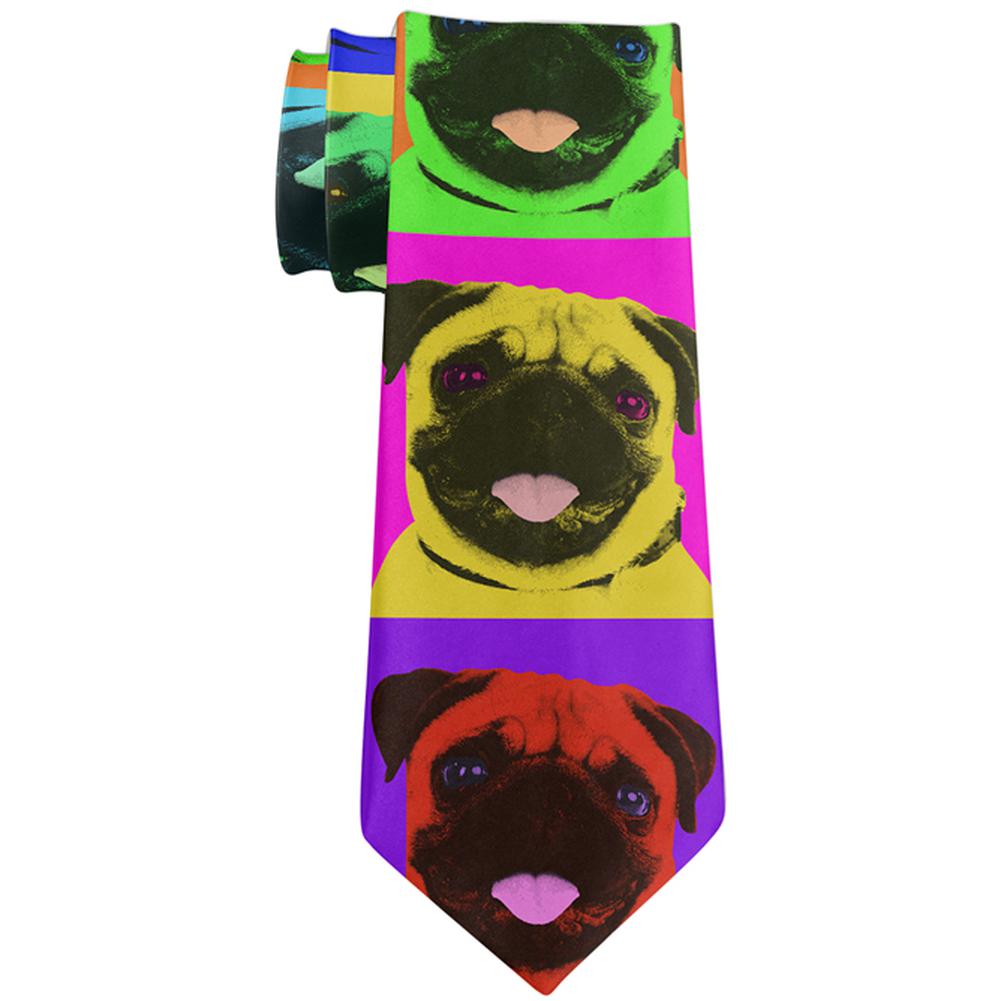 Pug Puppy Pop Art All Over Neck Tie Men's Neck Ties Old Glory OS Multi 