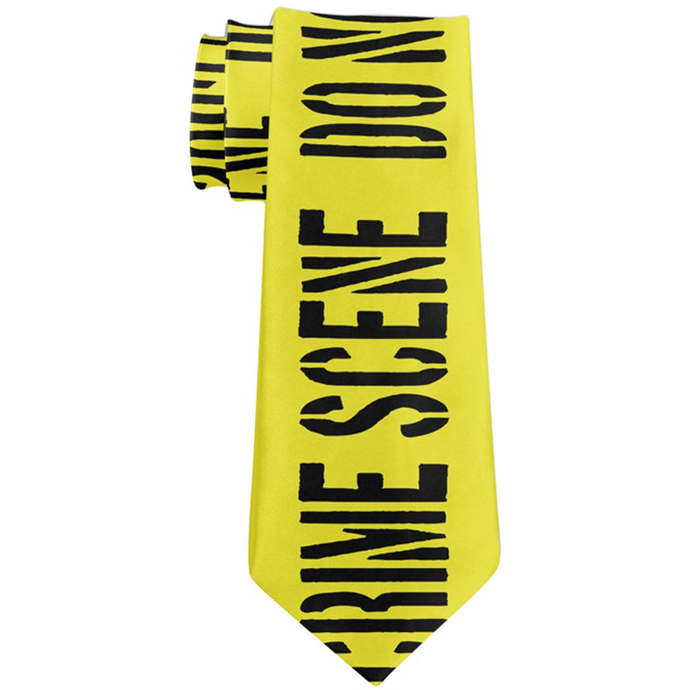 Crime Scene Tape All Over Neck Tie Men's Neck Ties Old Glory OS Multi 