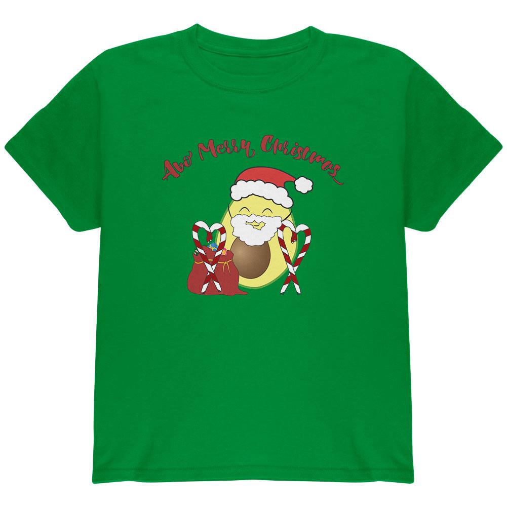 Avo Have A Merry Christmas Avocado Cute Funny Pun Youth T Shirt Youth T-Shirts Old Glory LG Irish Green 