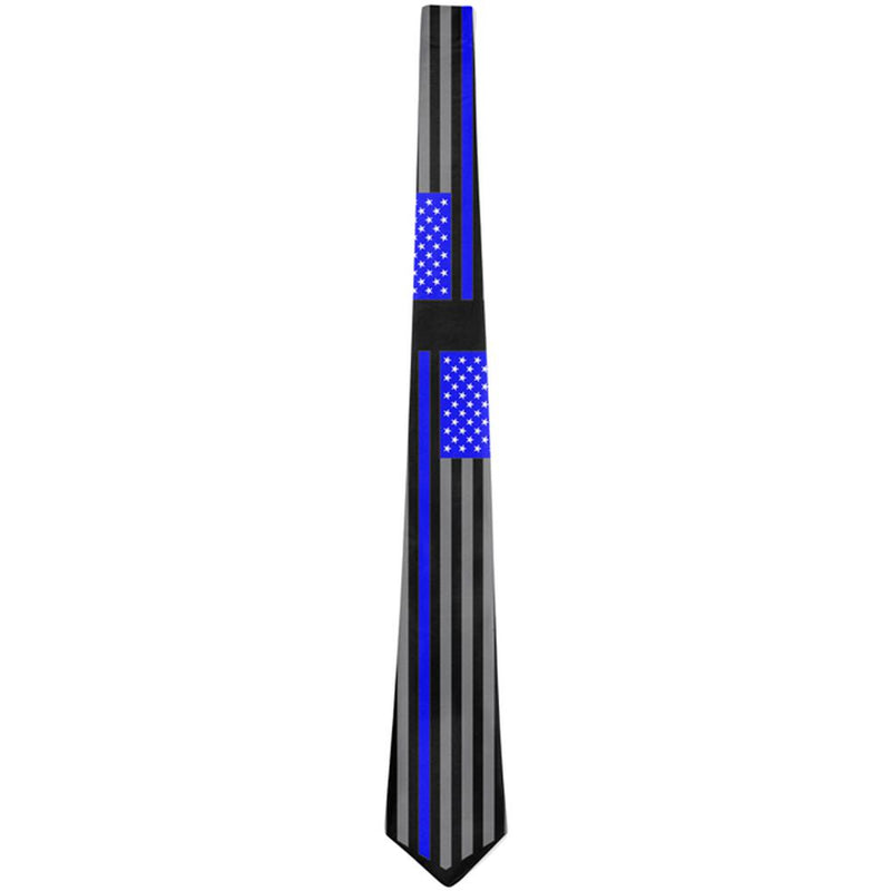 Thin Blue Line Police Lives Matter Chevron Flag All Over Neck Tie Men's Neck Ties Old Glory   