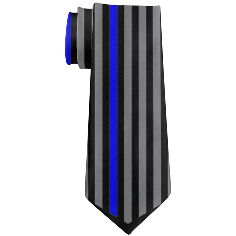 Thin Blue Line Police Lives Matter Chevron Flag All Over Neck Tie Men's Neck Ties Old Glory OS Multi 