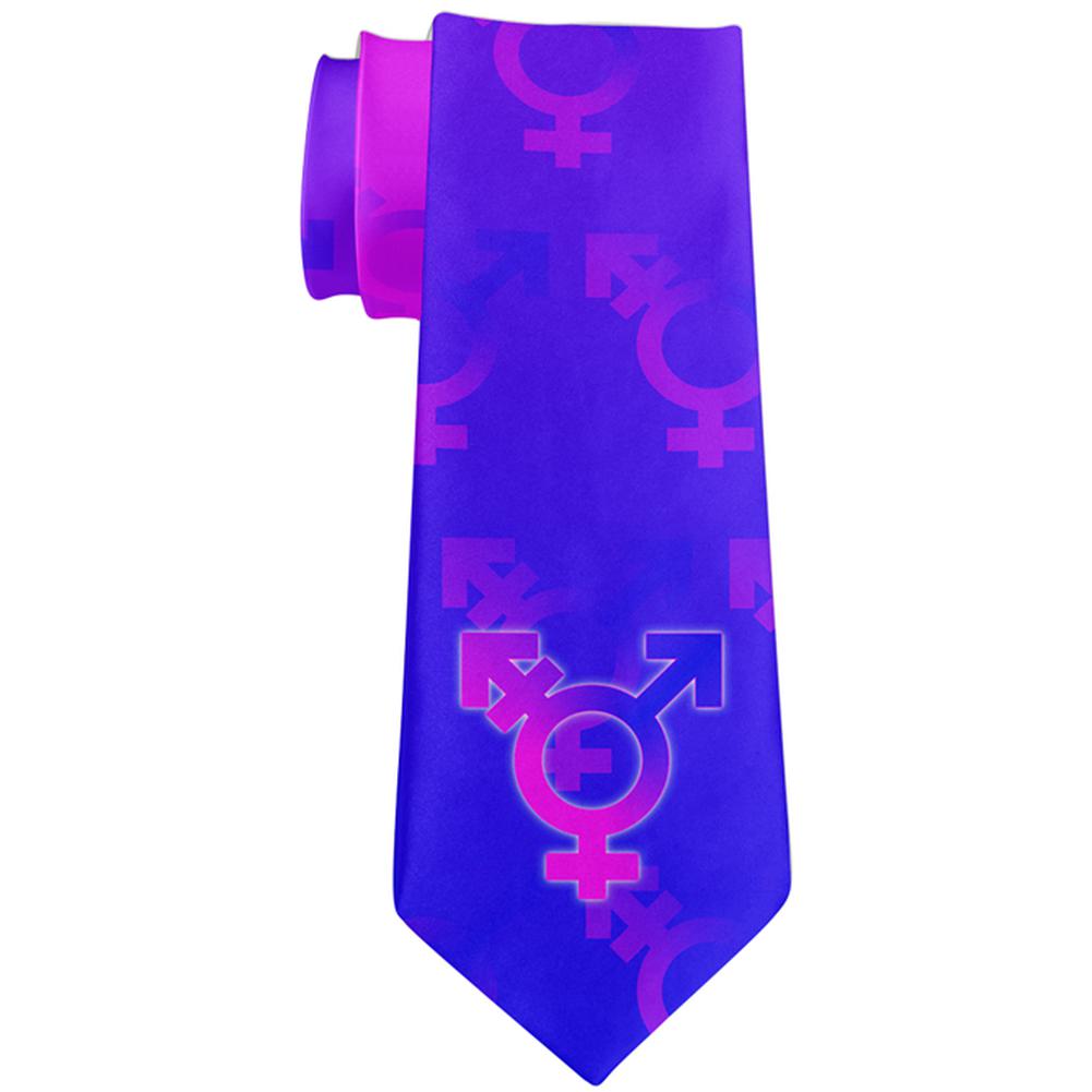 Trangender Transition Pink Blue Ombre LGBT All Over Neck Tie Men's Neck Ties Old Glory OS Multi 