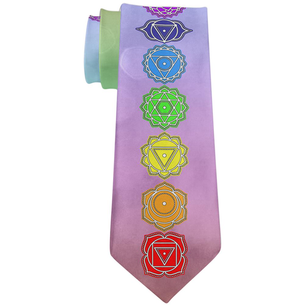 Chackra Yoga Meditation Balance Harmony All Over Neck Tie Men's Neck Ties Old Glory OS Multi 