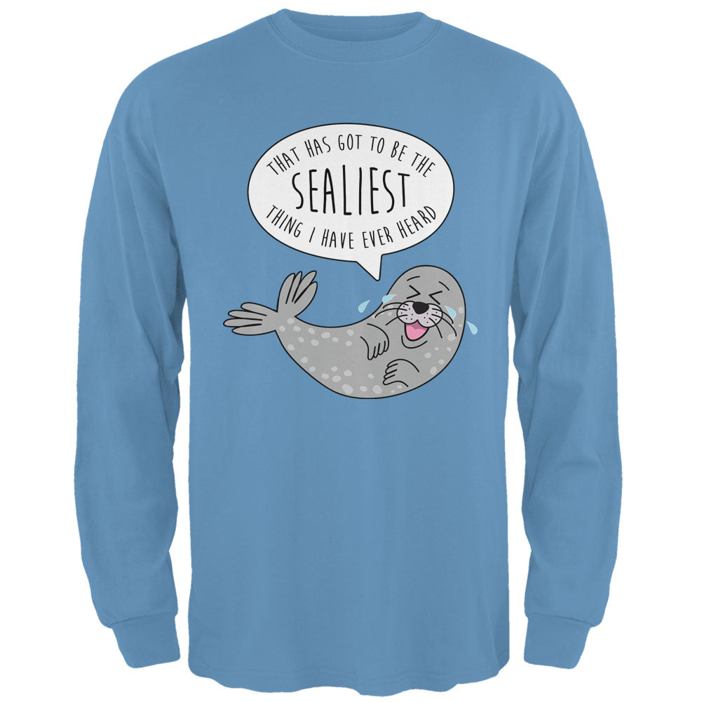 Winter That's the Sealiest Silliest Seal Pun Mens Long Sleeve T Shirt Men's Long Sleeves Old Glory 2XL Carolina Blue 