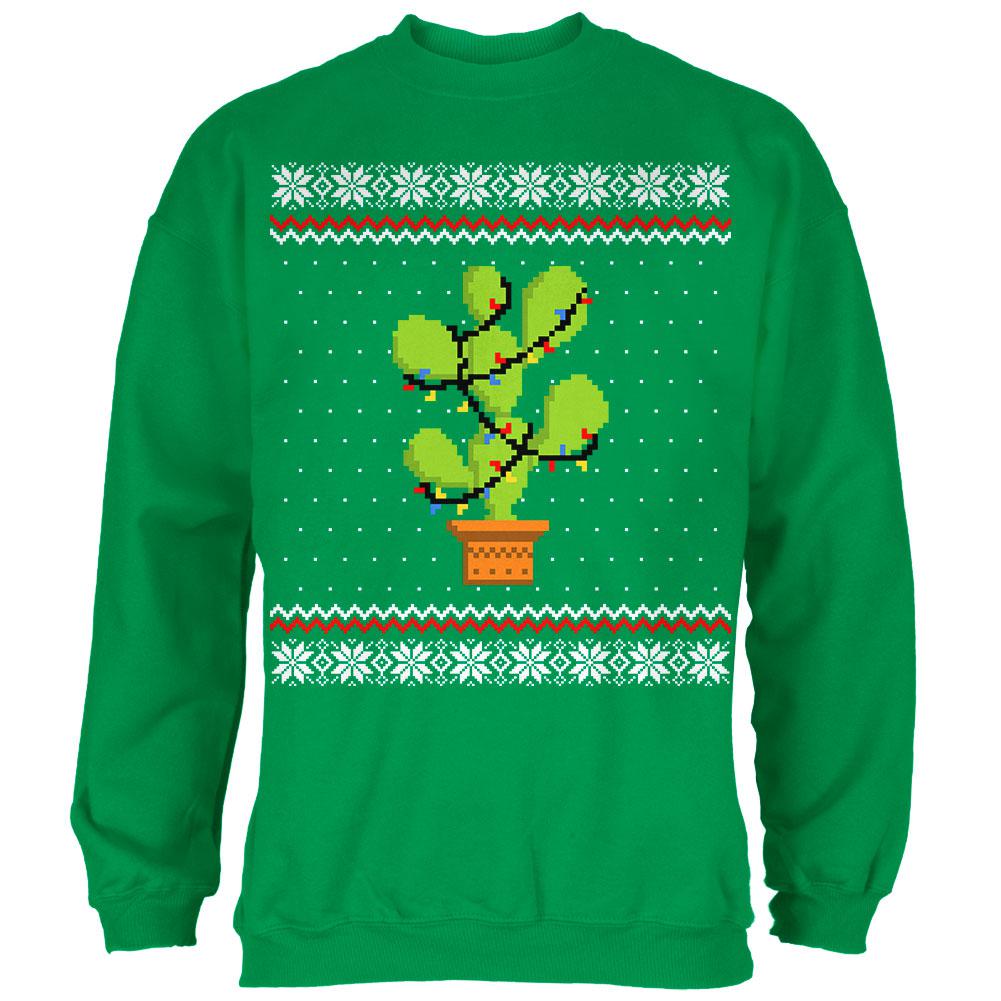 Cactus Prickly Pear Tree Ugly Christmas Sweater Mens Sweatshirt Men's Sweatshirts Old Glory 2XL Irish Green 