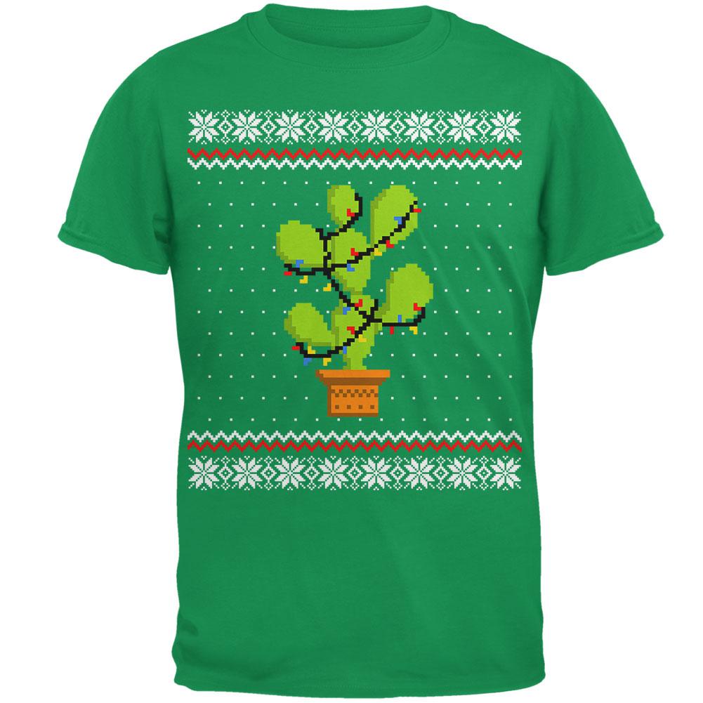 Cactus Prickly Pear Tree Ugly Christmas Sweater Mens T Shirt Men's T-Shirts Old Glory 2XL Irish Green 