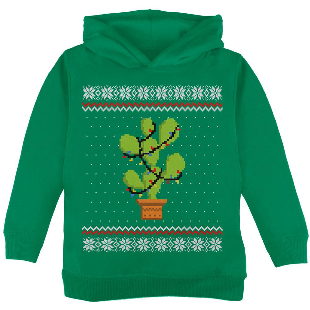 Cactus Prickly Pear Tree Ugly Christmas Sweater Toddler Hoodie Toddler Hoodies Old Glory 2T Green 