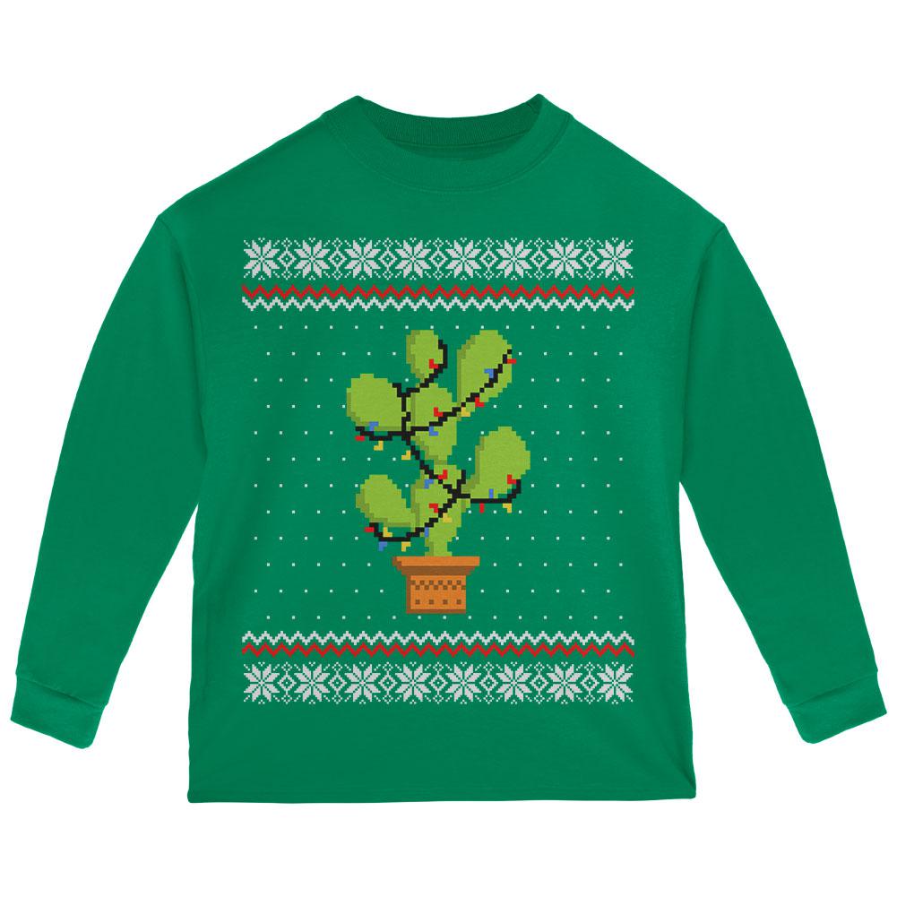 Cactus Prickly Pear Tree Ugly Christmas Sweater Toddler Long Sleeve T Shirt Toddler Long Sleeves Old Glory 2T Green 