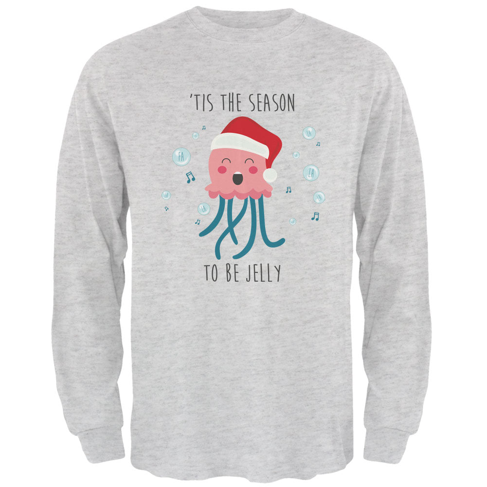 Christmas 'Tis the Season to be  Jellyfish Mens Long Sleeve T Shirt Men's Long Sleeves Old Glory 2XL Ash 