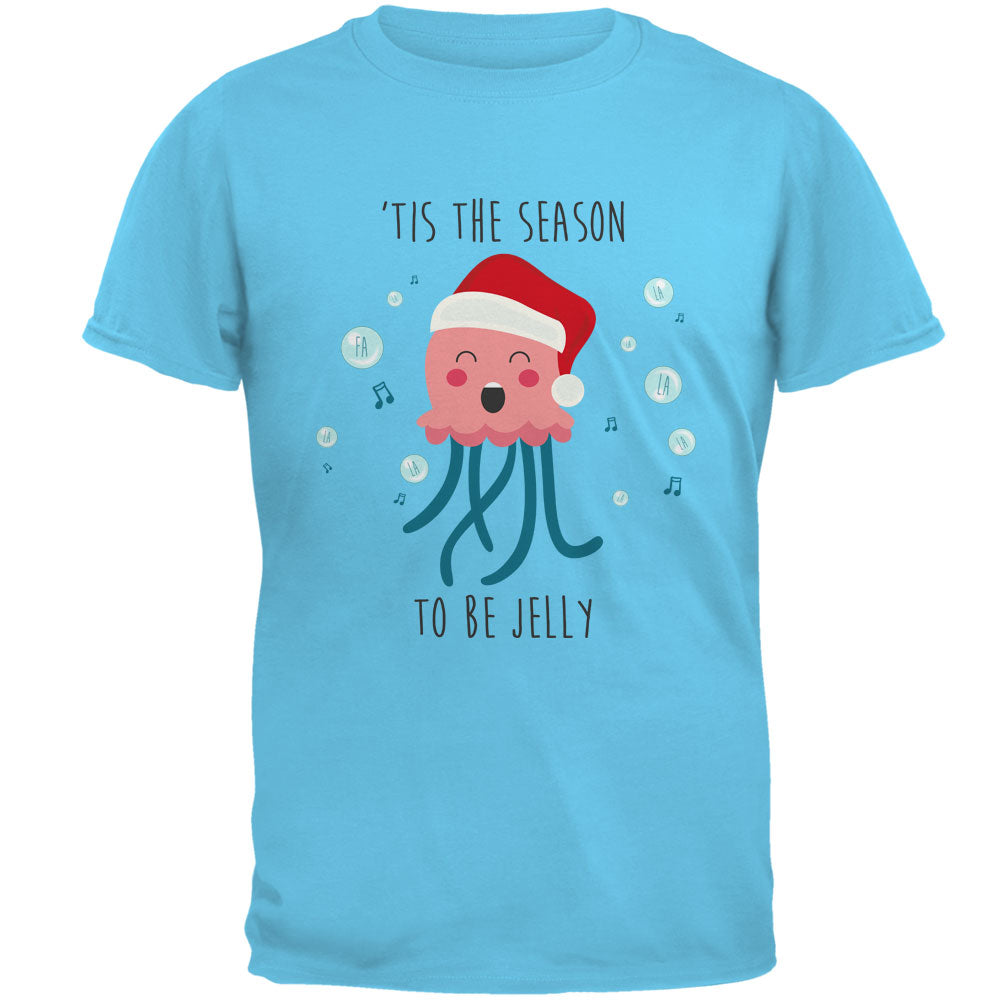 Christmas 'Tis the Season to be Jelly Jolly Jellyfish Pun Mens T Shirt Men's T-Shirts Old Glory 2XL Sky 