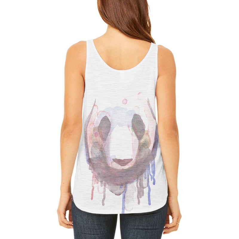 Watercolor Dripping Paint Panda Juniors Flowy Side Slit Tank Top Juniors Tank Tops Old Glory   