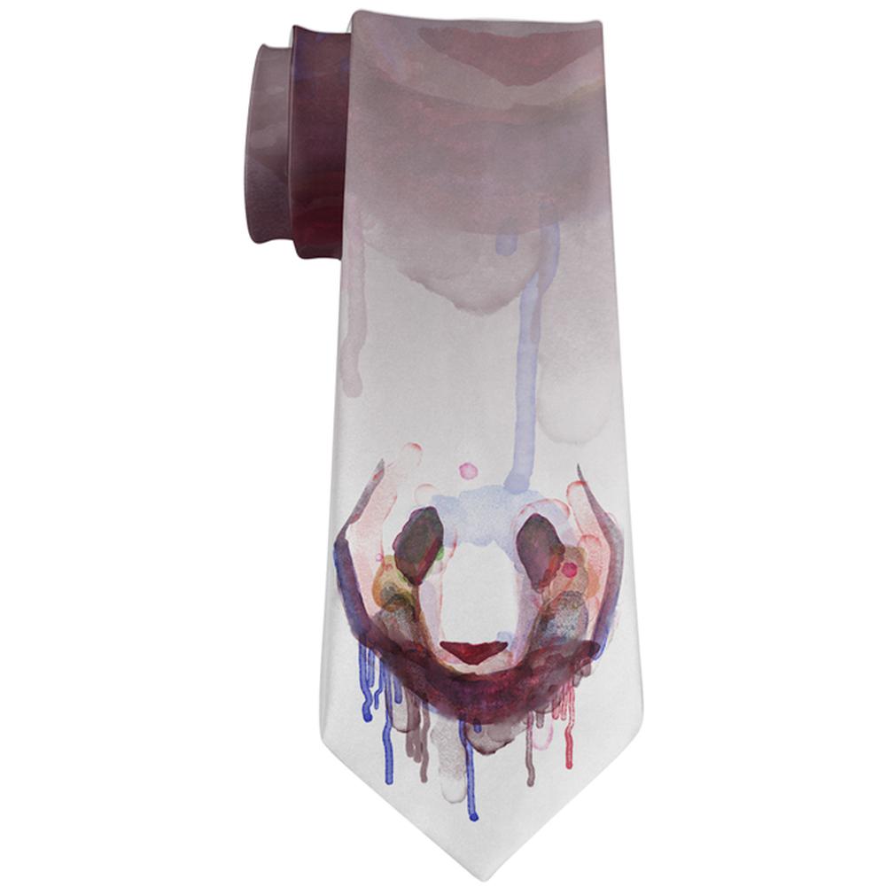 Watercolor Dripping Paint Panda Face All Over Neck Tie Men's Neck Ties Old Glory OS Multi 