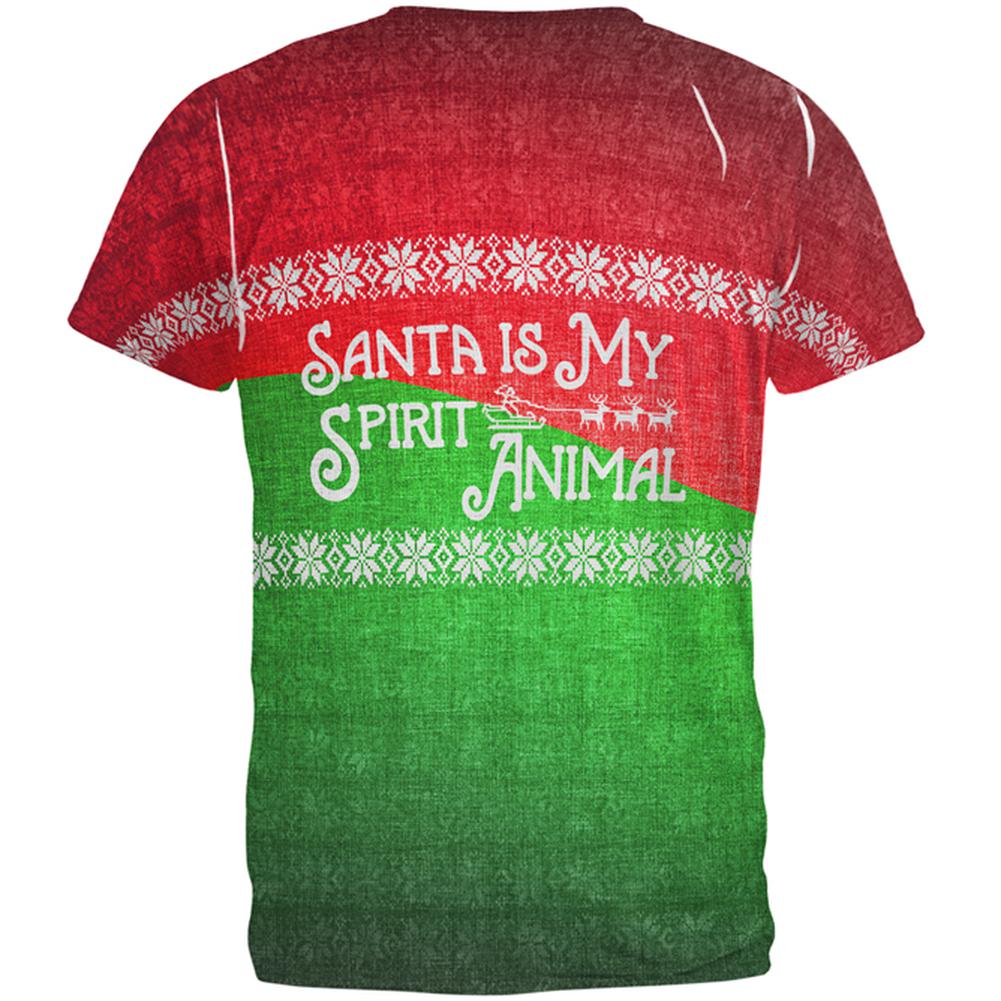 Christmas Santa is My Spirit Animal Sweater All Over Mens T Shirt Men's T-Shirts Old Glory   