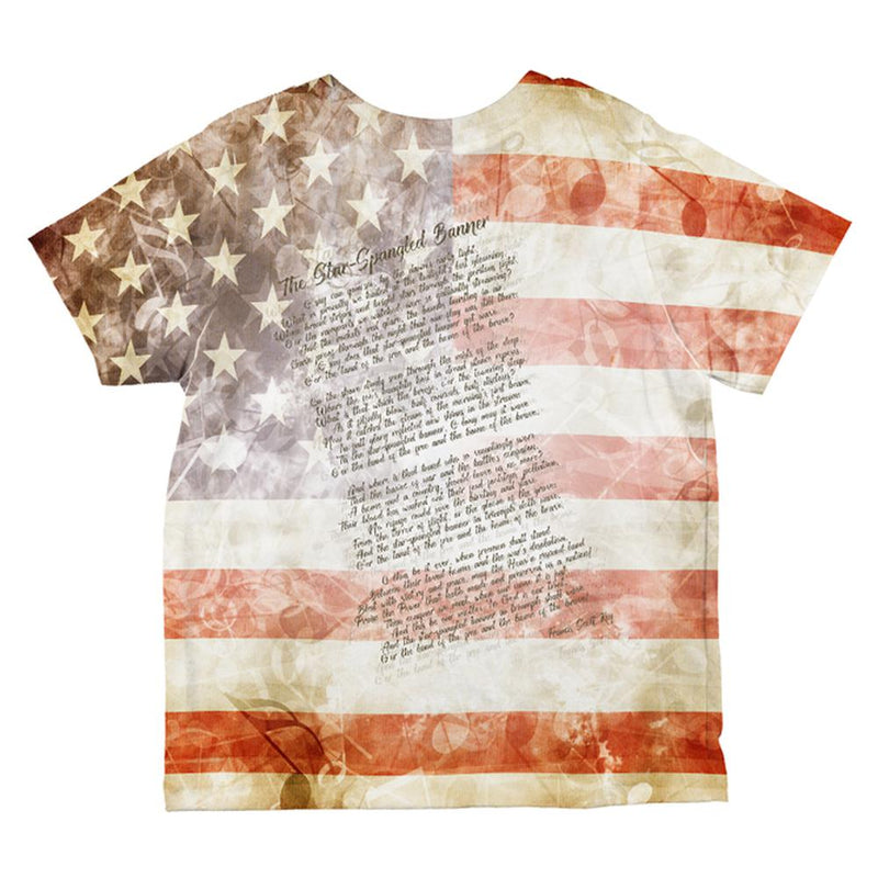 4th of July American National Anthem Flag and Lyrics All Over Toddler T Shirt Toddler T-Shirts Old Glory   